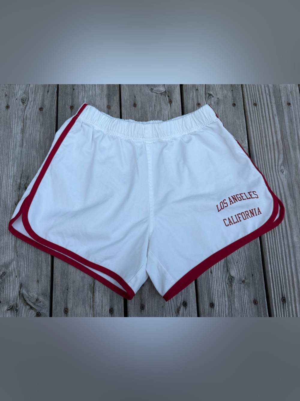 Brandy Melville White Shorts with Red Trim